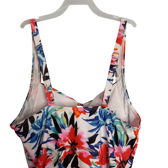 Floryday Floral One-Piece Swimsuit Adjustable Straps Beaded Bodice Details NEW - Picture 3 of 8